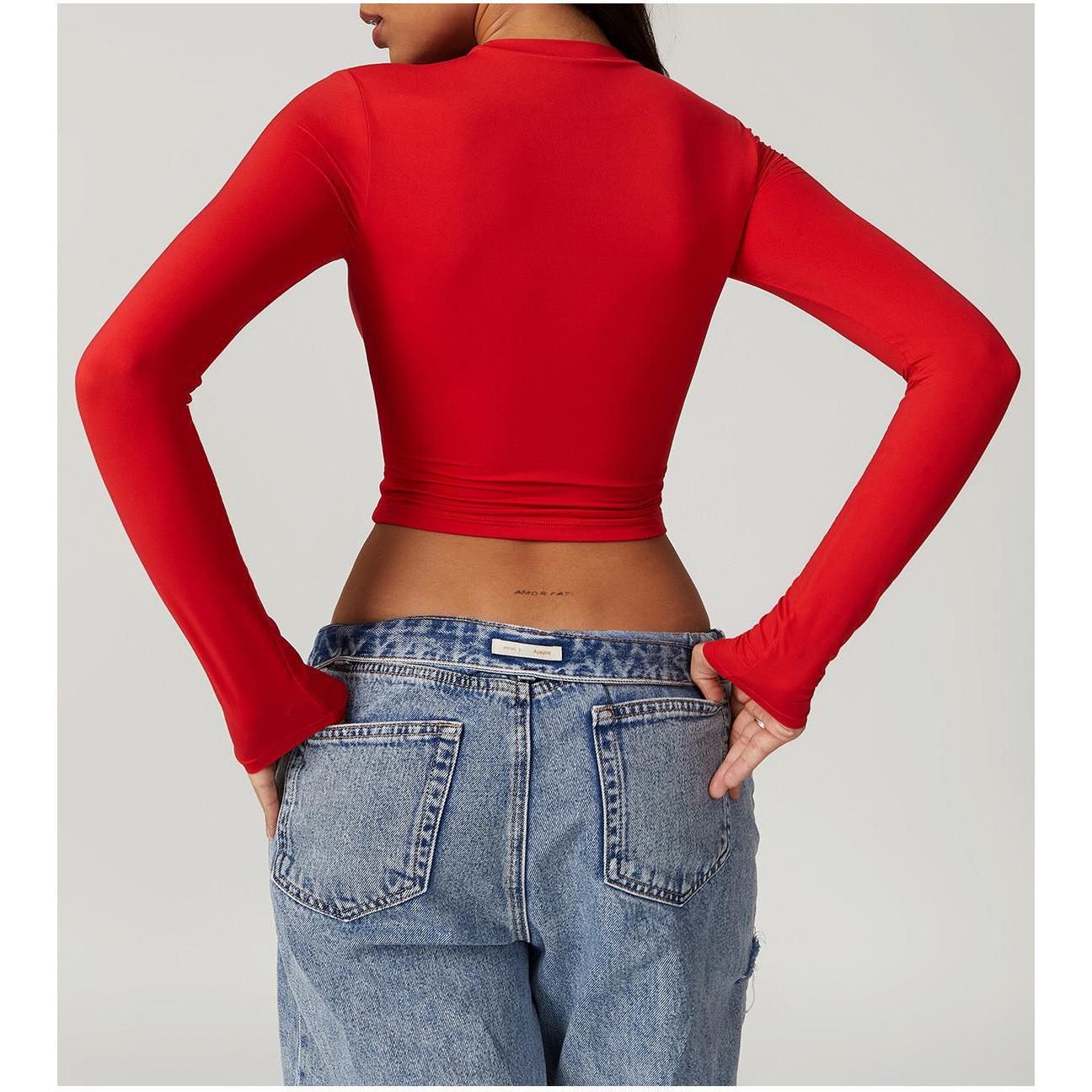 Sculpted Long Sleeve Crop Top-8743