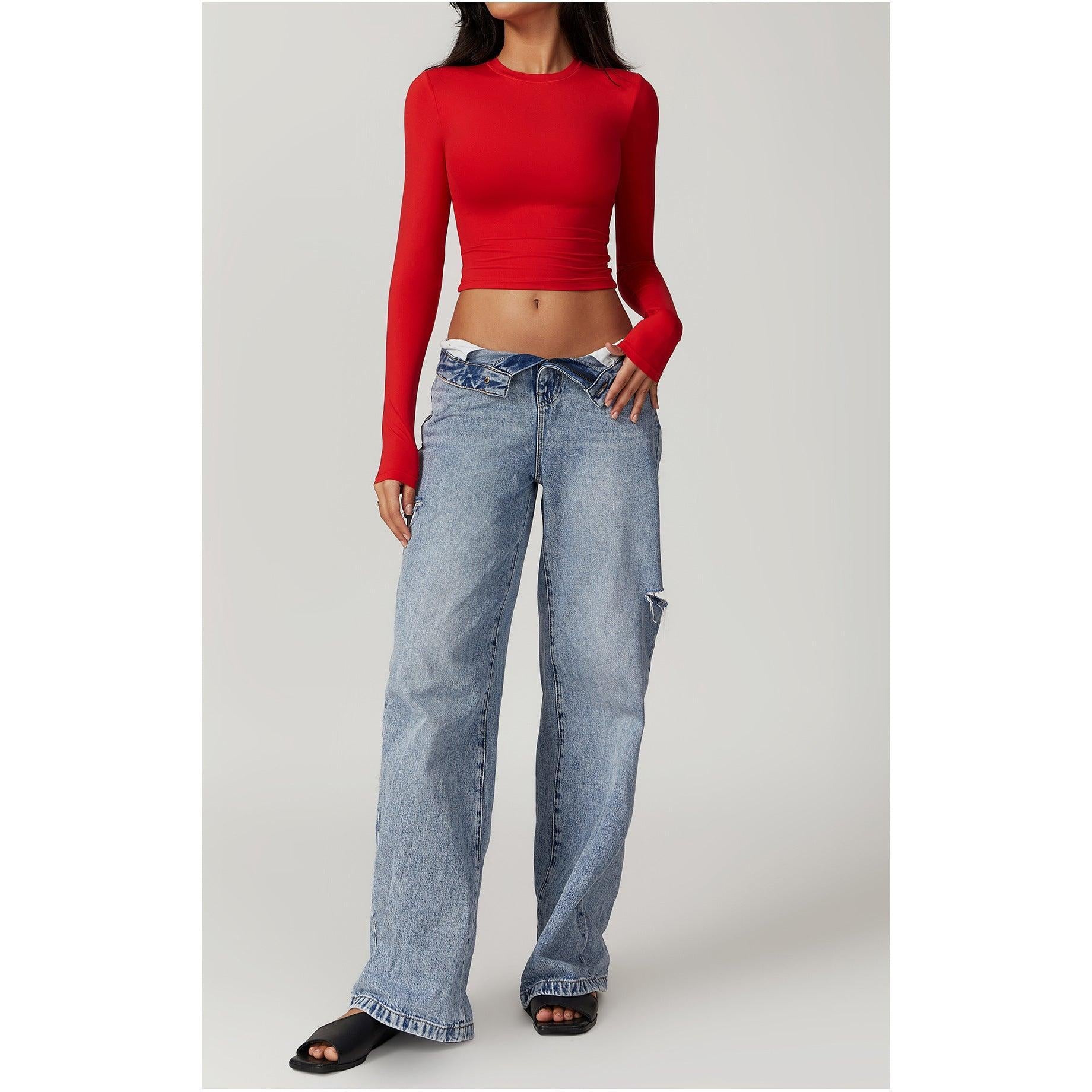 Sculpted Long Sleeve Crop Top-8743