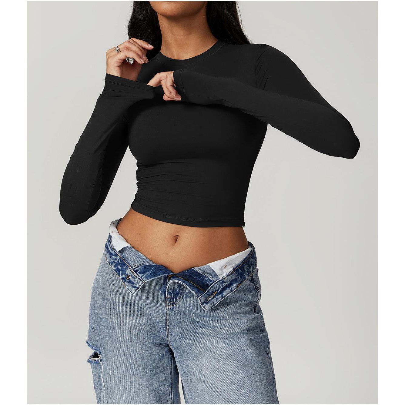 Sculpted Long Sleeve Crop Top-8743