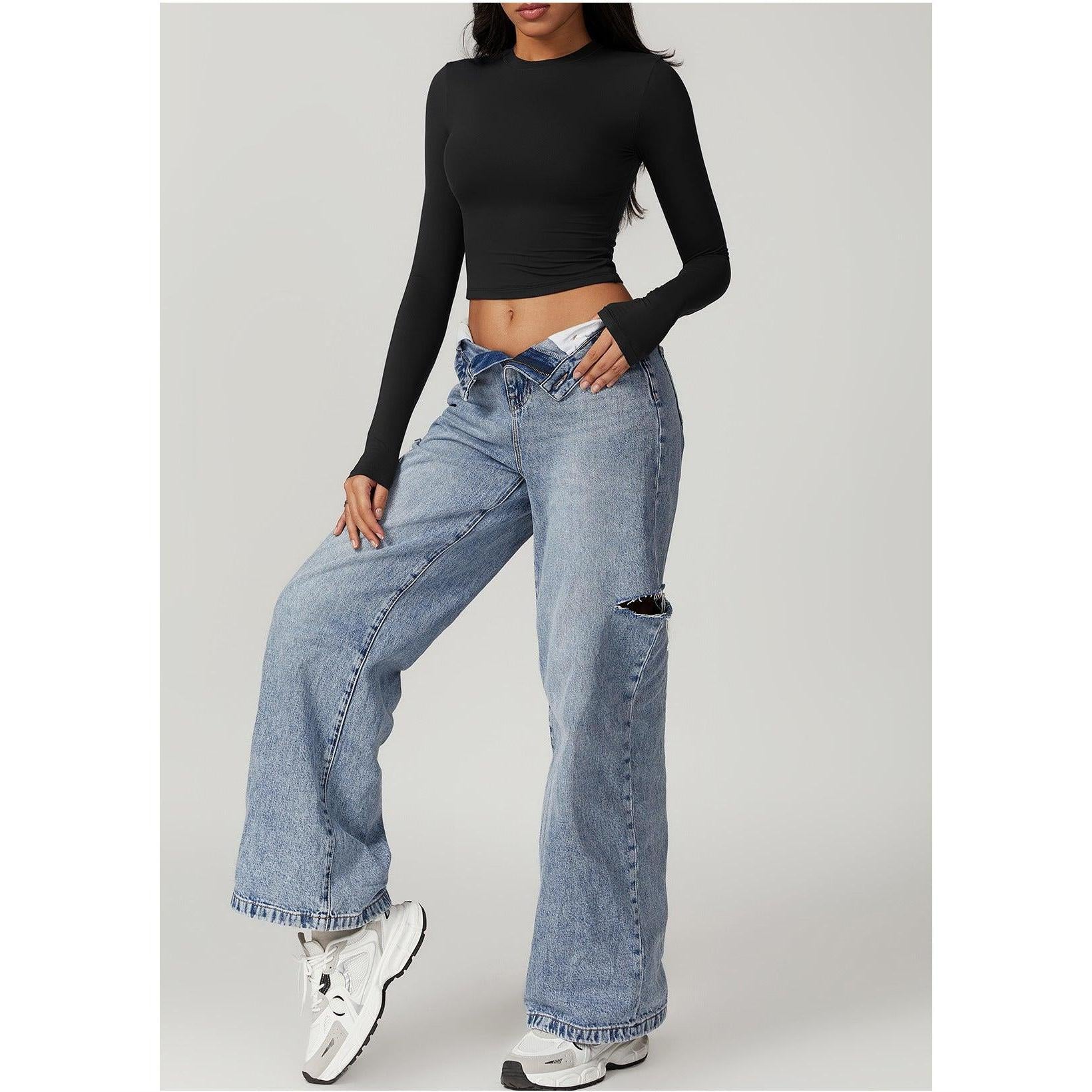 Sculpted Long Sleeve Crop Top-8743