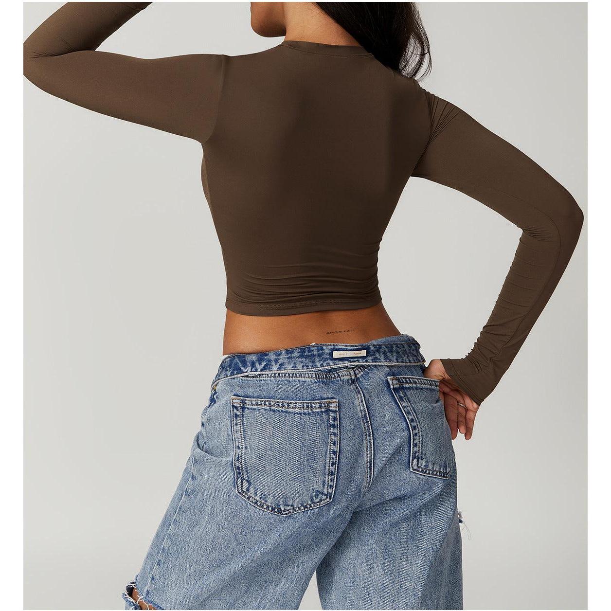 Sculpted Long Sleeve Crop Top-8743