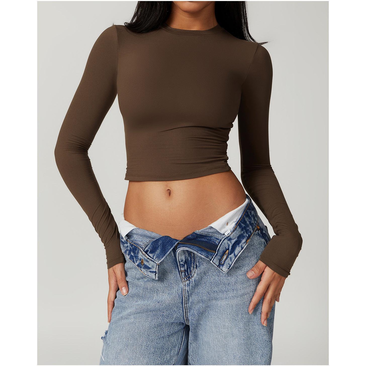 Sculpted Long Sleeve Crop Top-8743