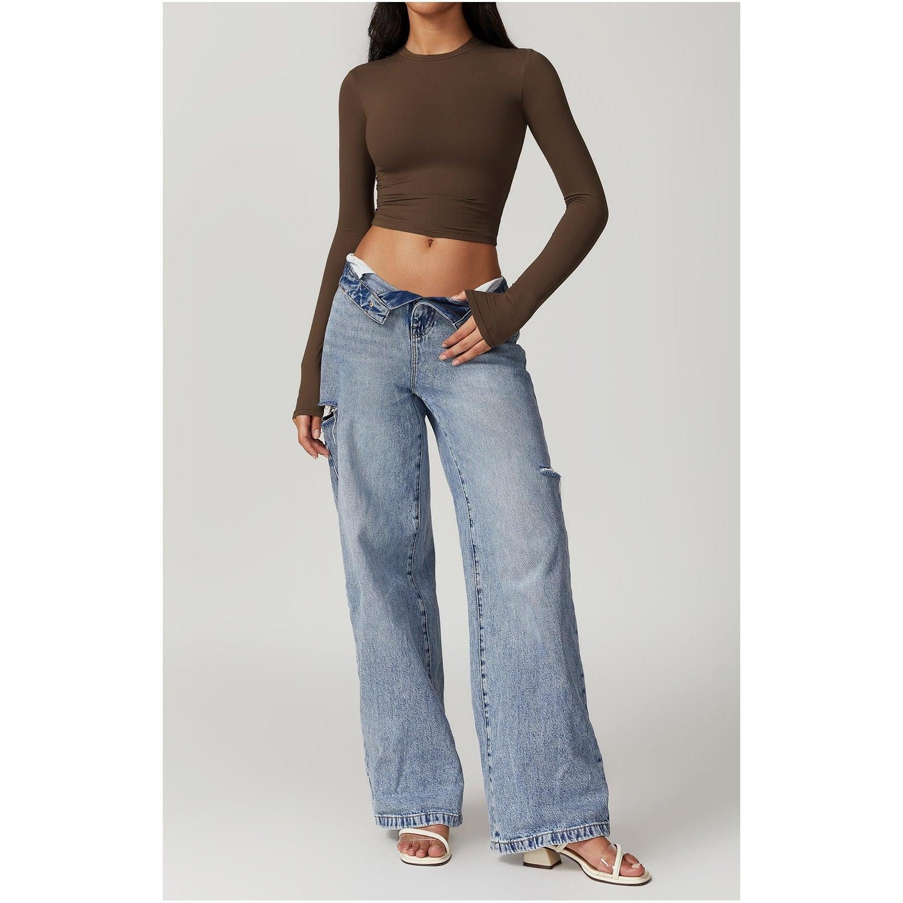 Sculpted Long Sleeve Crop Top-8743