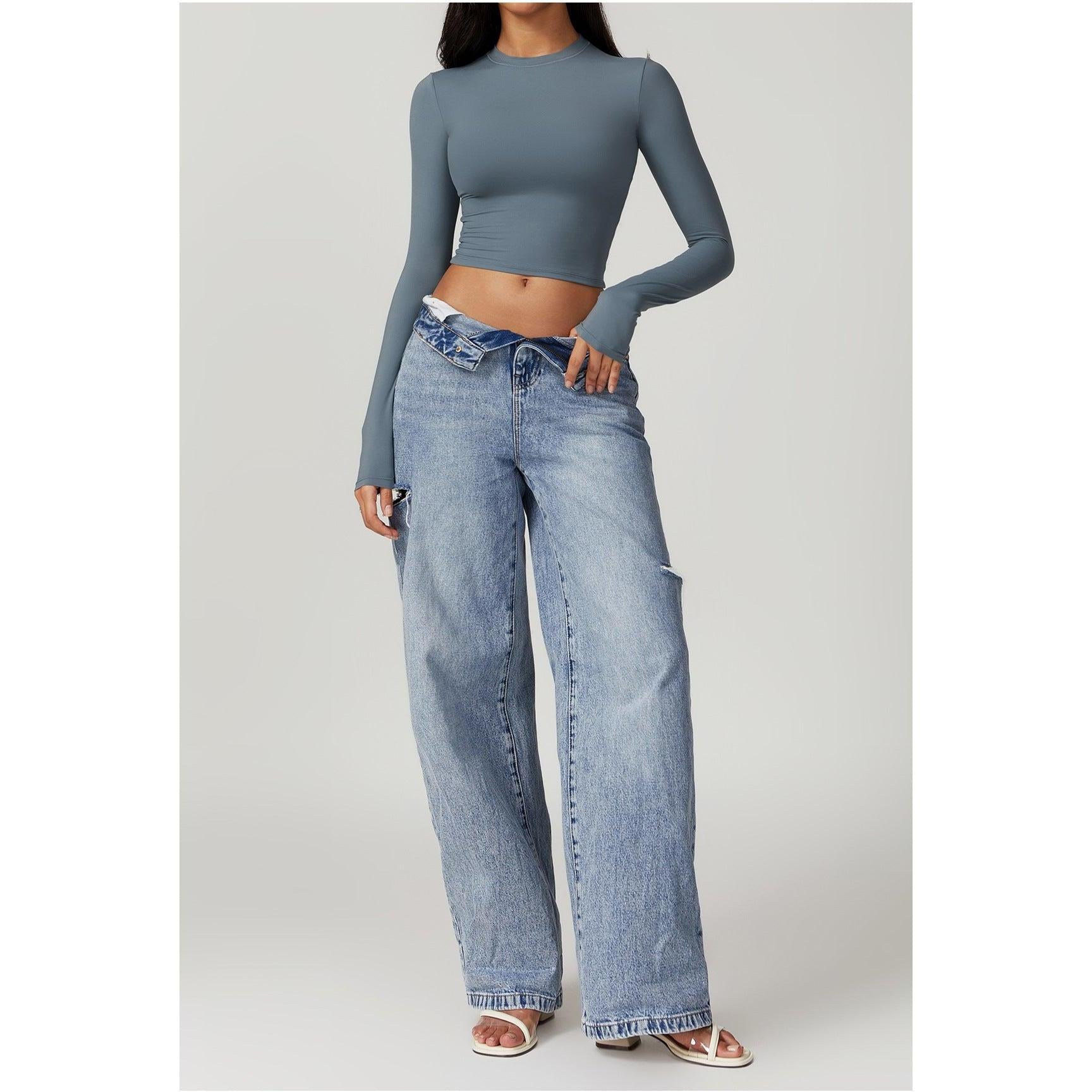 Sculpted Long Sleeve Crop Top-8743