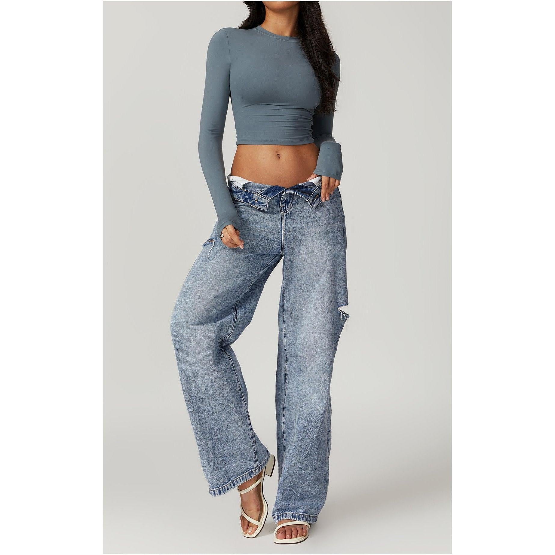 Sculpted Long Sleeve Crop Top-8743