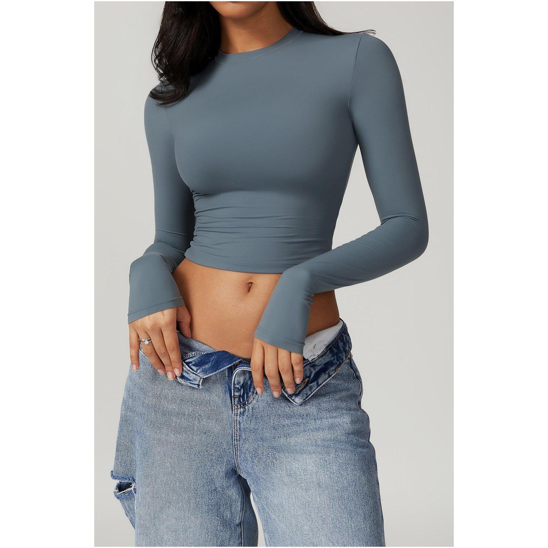 Sculpted Long Sleeve Crop Top-8743