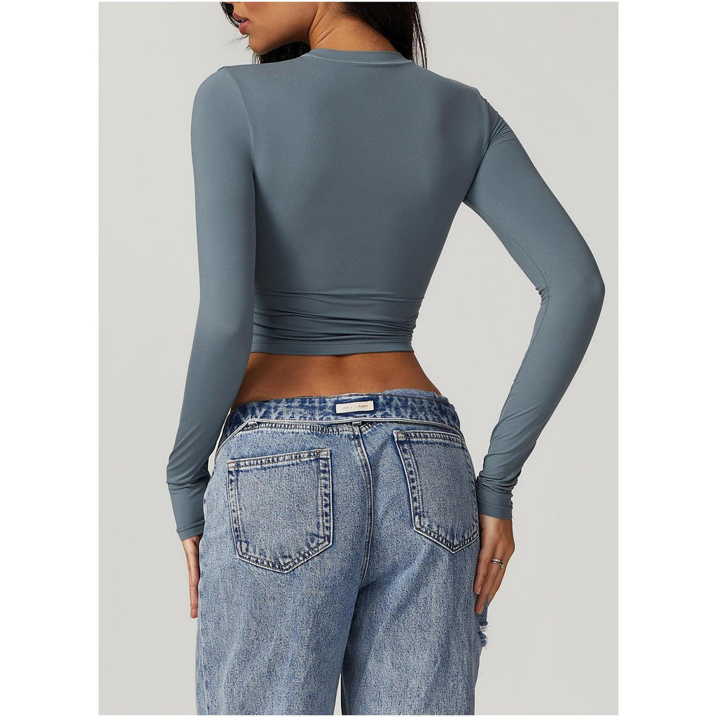Sculpted Long Sleeve Crop Top-8743