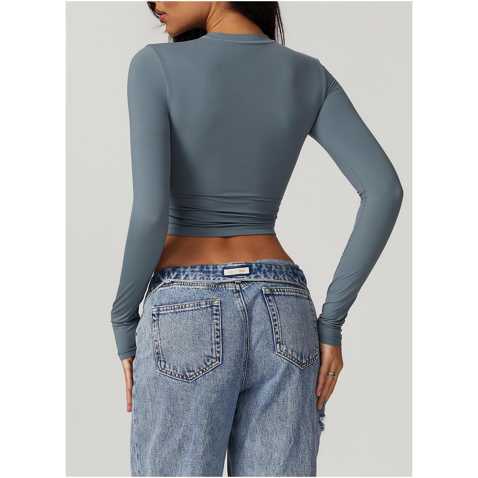 Sculpted Long Sleeve Crop Top-8743