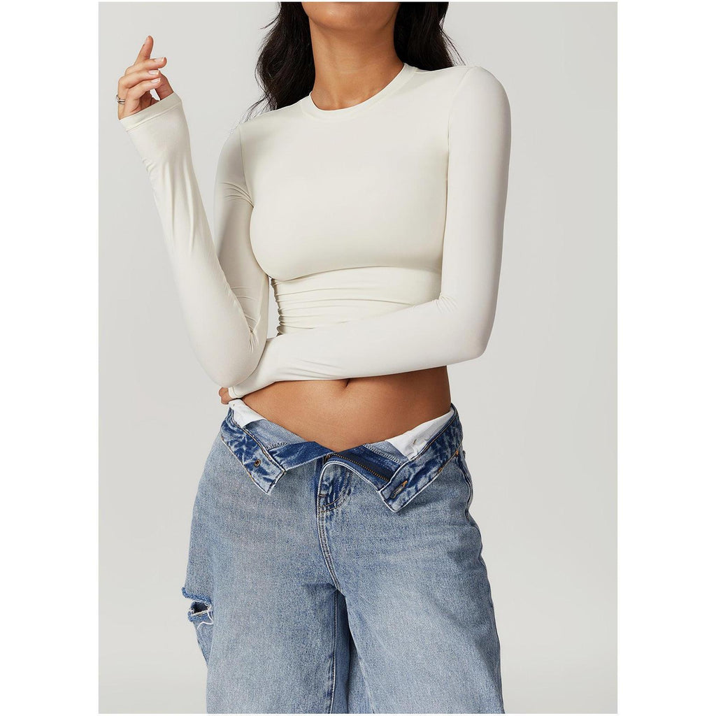 Sculpted Long Sleeve Crop Top-8743