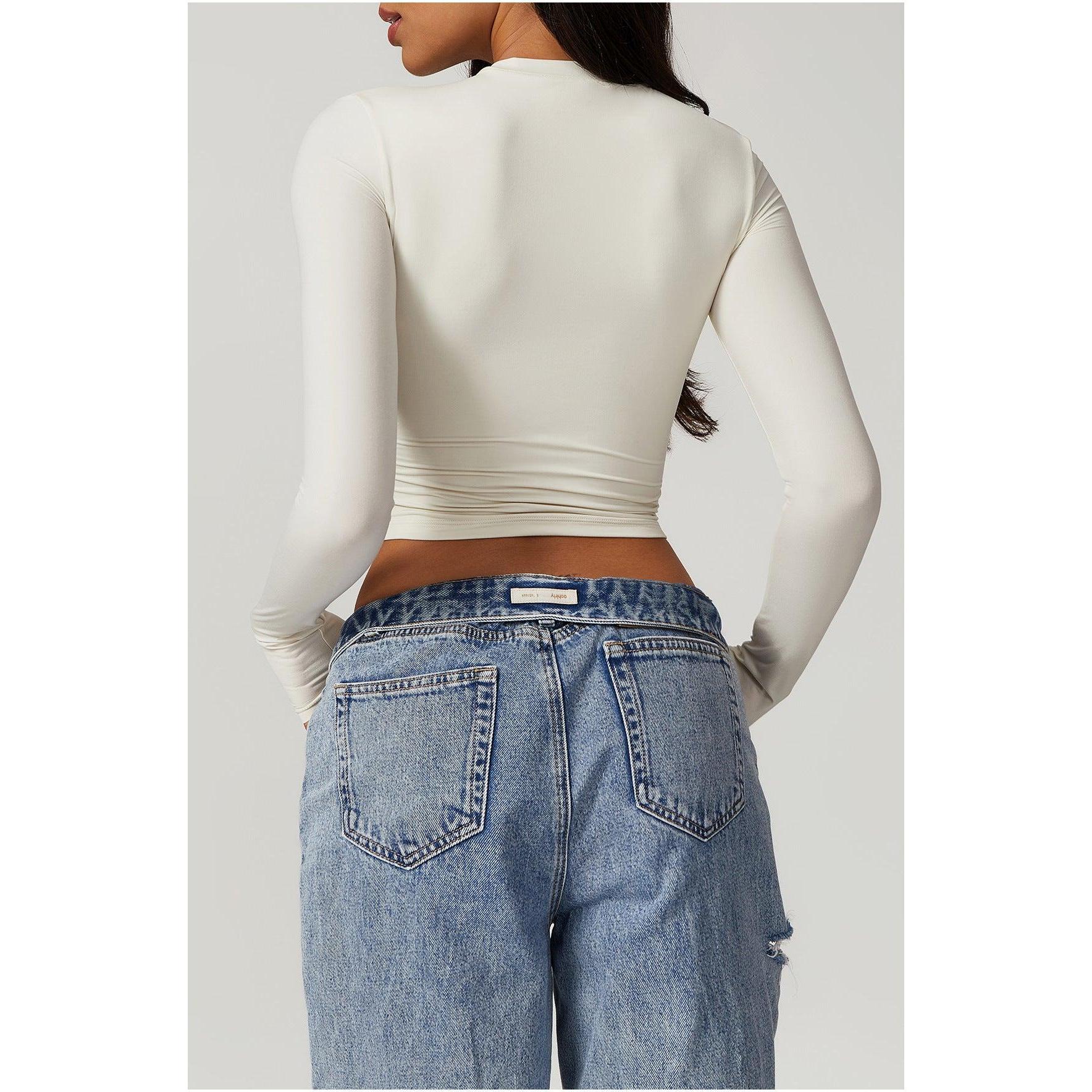 Sculpted Long Sleeve Crop Top-8743