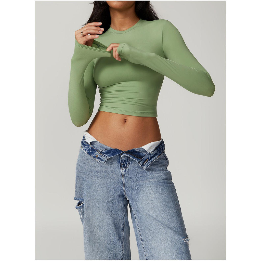 Sculpted Long Sleeve Crop Top-8743