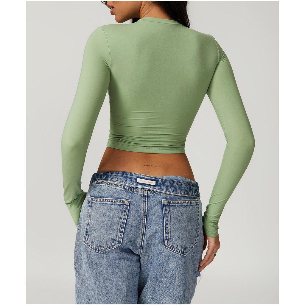 Sculpted Long Sleeve Crop Top-8743