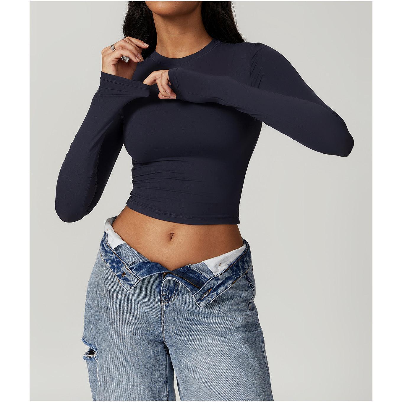 Sculpted Long Sleeve Crop Top-8743