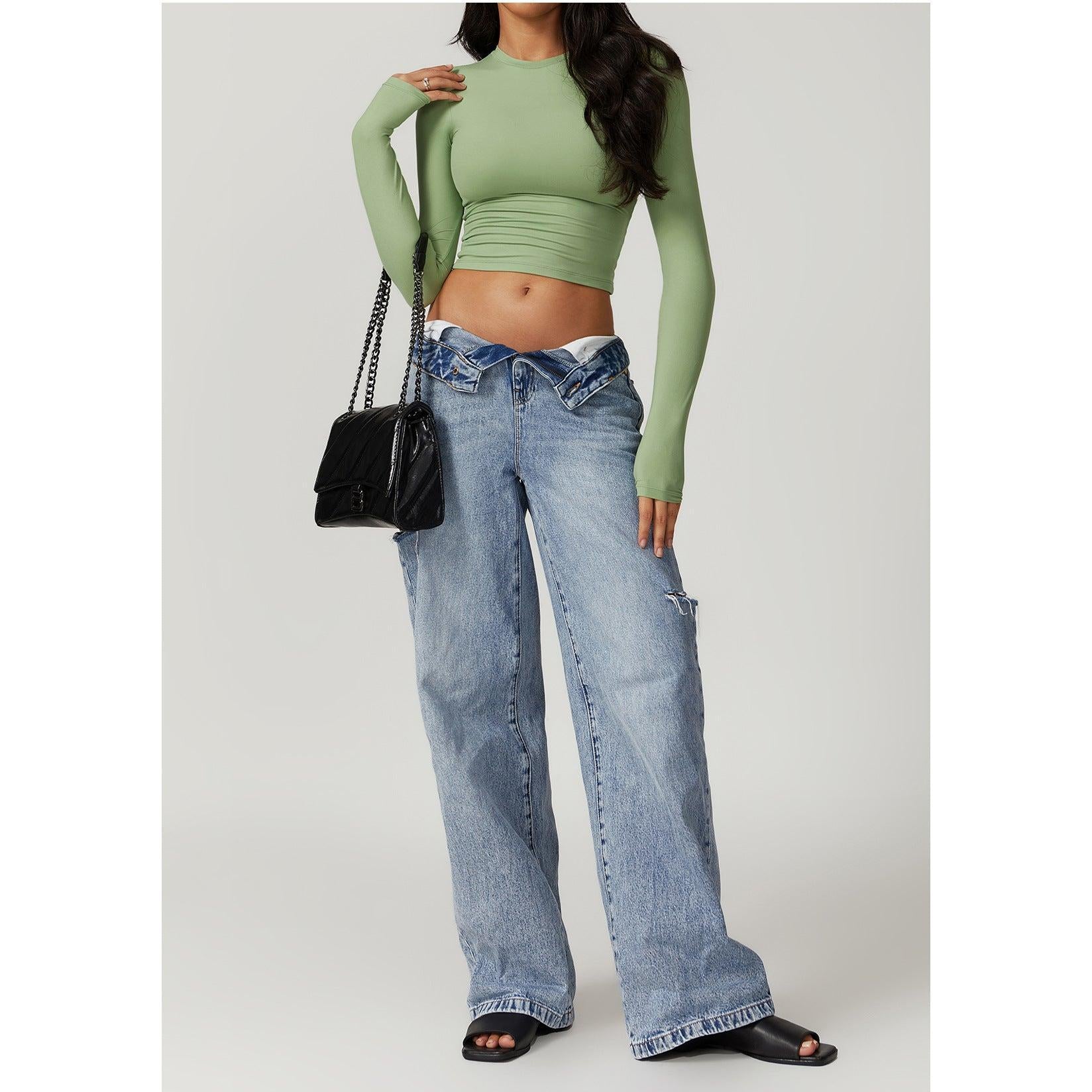 Sculpted Long Sleeve Crop Top-8743