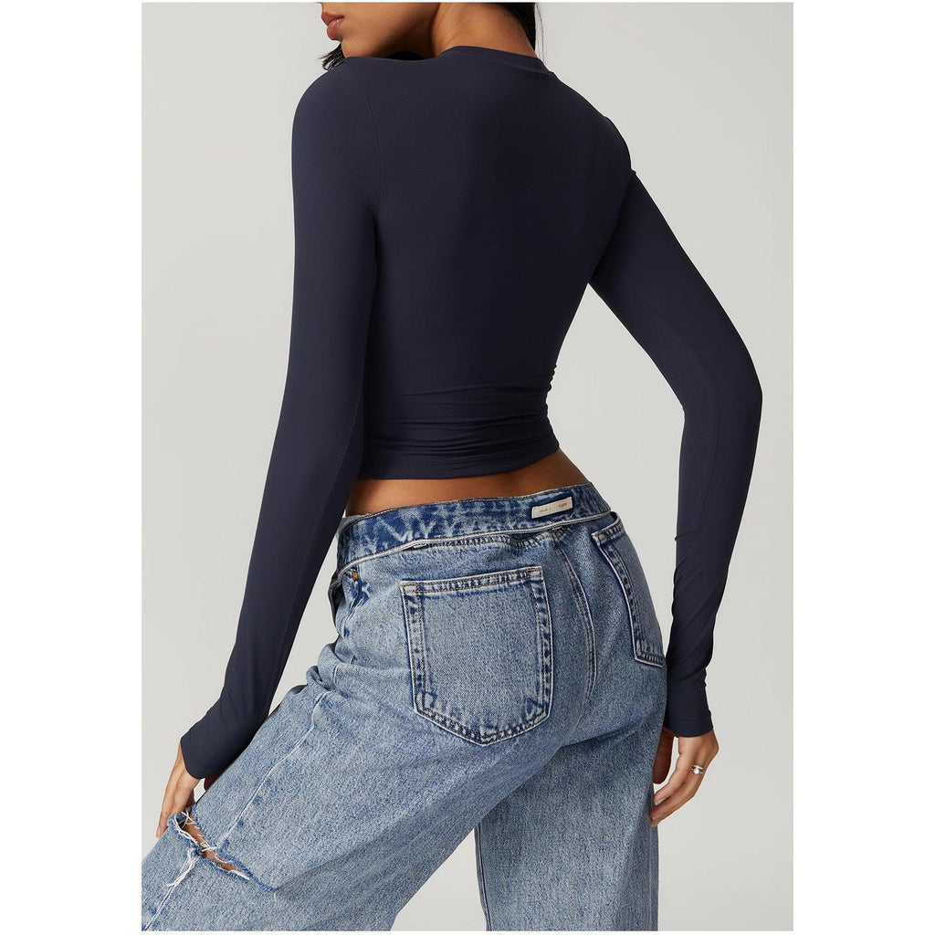 Sculpted Long Sleeve Crop Top-8743