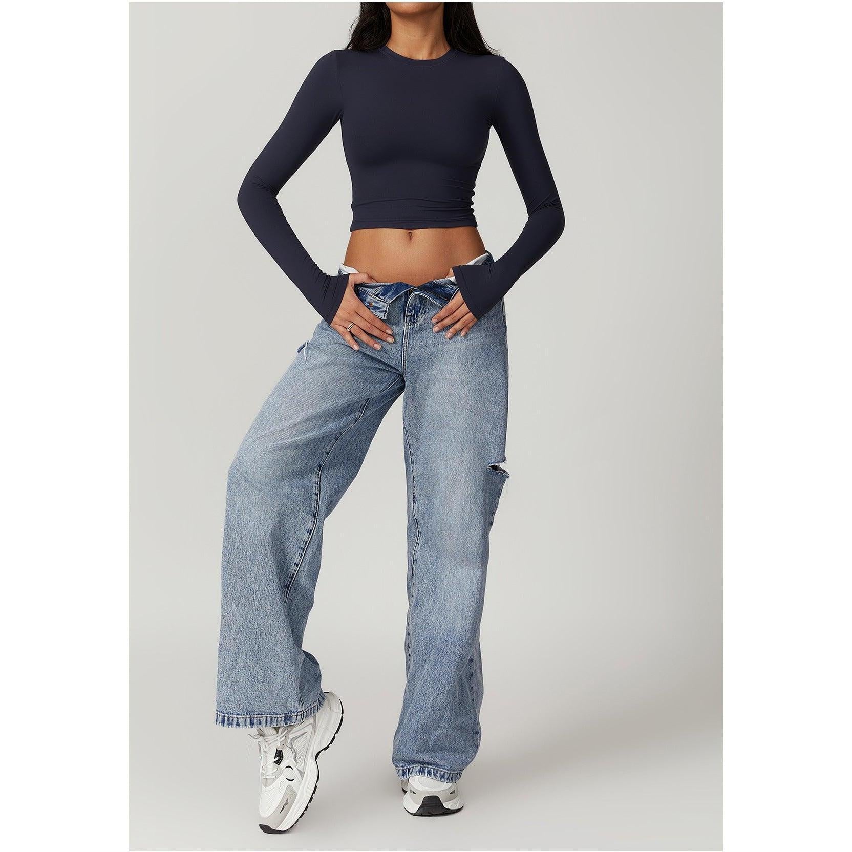 Sculpted Long Sleeve Crop Top-8743